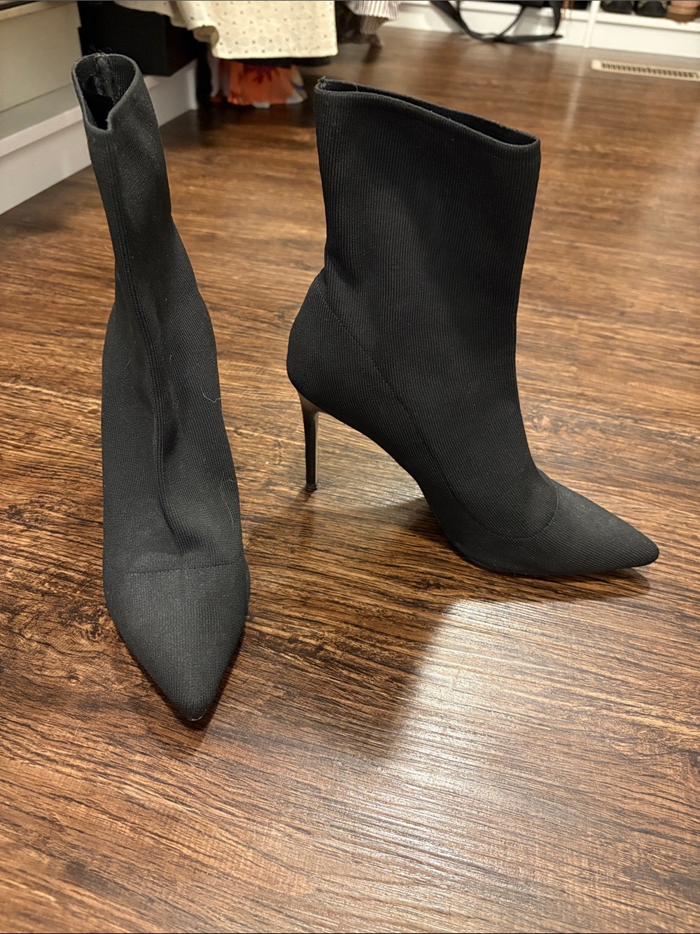 Saks Fifth Avenue Black Pointed Toe Sock Booties